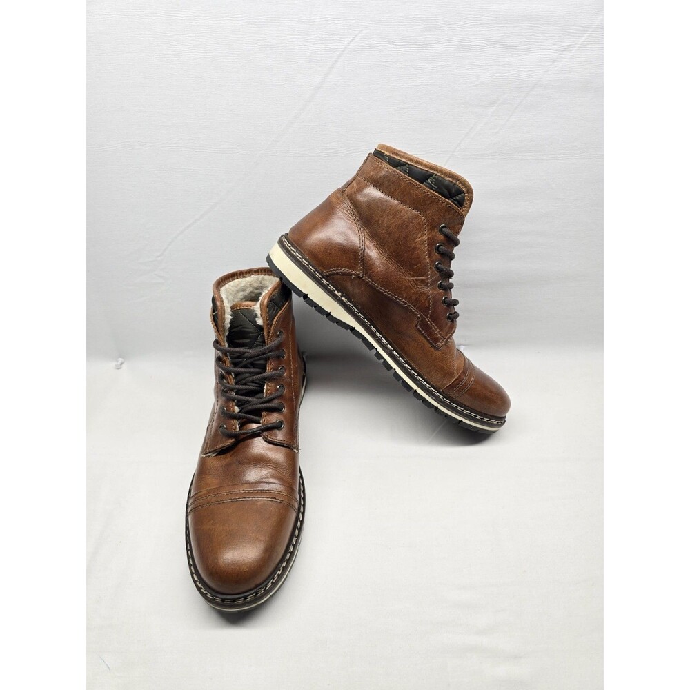 Franco Fortini Blake Men’s 10.5 Cognac Quilted Collar Fur Lined Ankle Boots